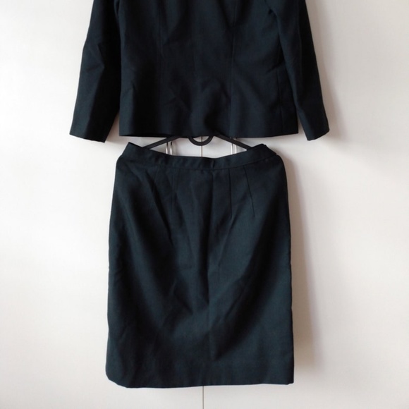 Vintage 50s 60s Suit MCM Jacket Skirt Tailored Dark Green Split Collar 35B 28W - Picture 6 of 13
